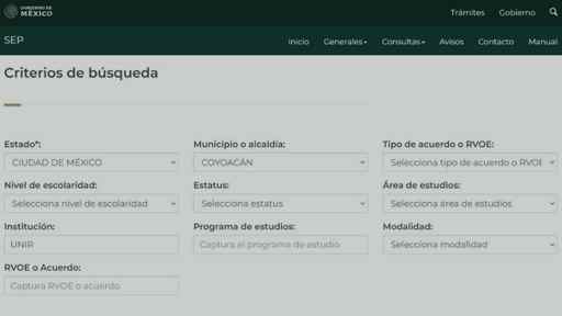 rvoe sep consulta